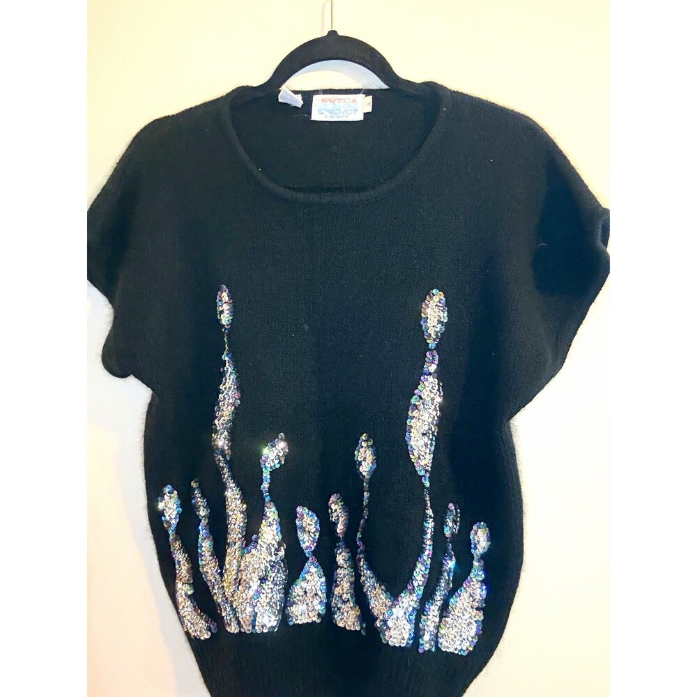 80’s Vintage Extra Energy by deRotchild sequined sweater silk/angora blend